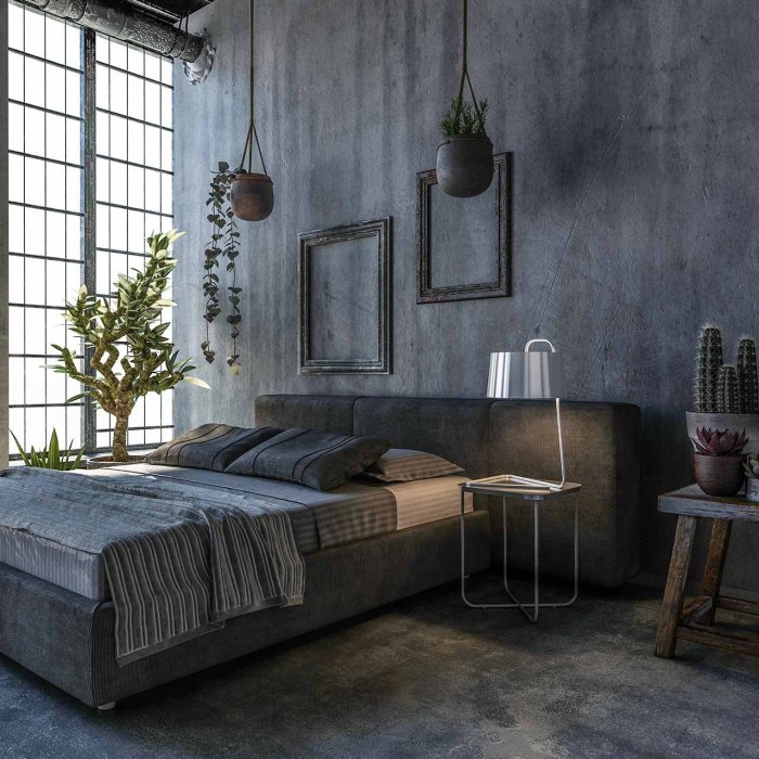 Industrial bedroom interior designs compelling design want them make will furniture dark floor wood master cabinet walls idea save accessories