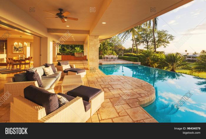 Pool luxury swimming beautiful sunset stock