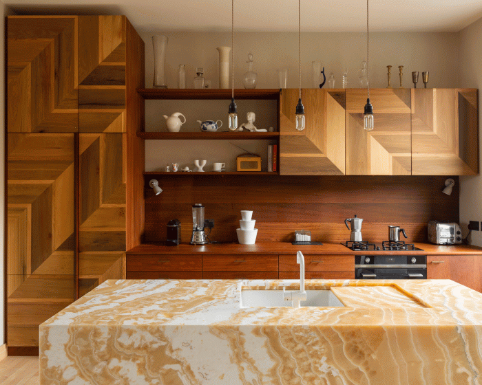 Clean and cozy wooden kitchen