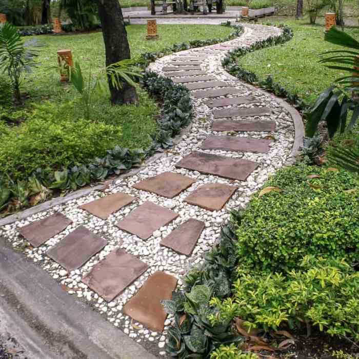 Classic garden with stone pathway